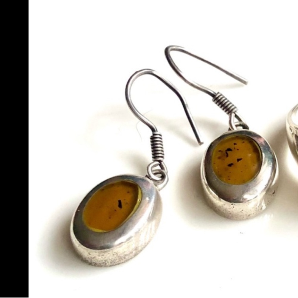 925 Silver and Brown Stone Earrings